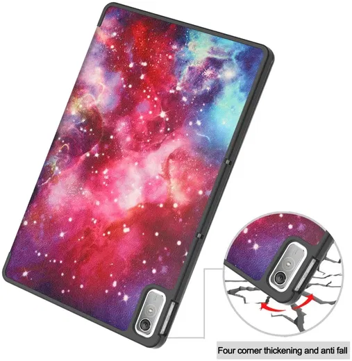 Lenovo Tab P11 Gen 2 Hoes Tri-Fold Book Case met Galaxy Print afbeelding 5