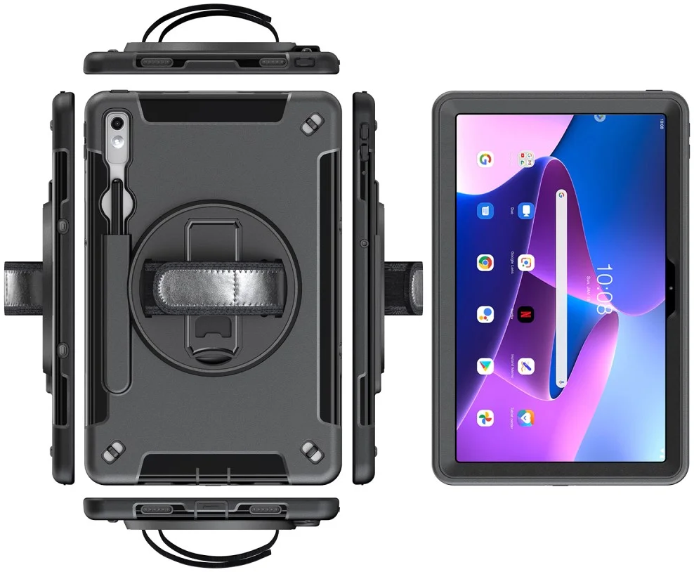 Lenovo Tab P11 Gen 2 Hoes met Kickstand en Handriem Back Cover Zwart afbeelding 14