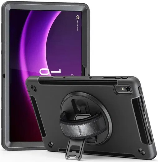 Lenovo Tab P11 Gen 2 Hoes met Kickstand en Handriem Back Cover Zwart afbeelding 1