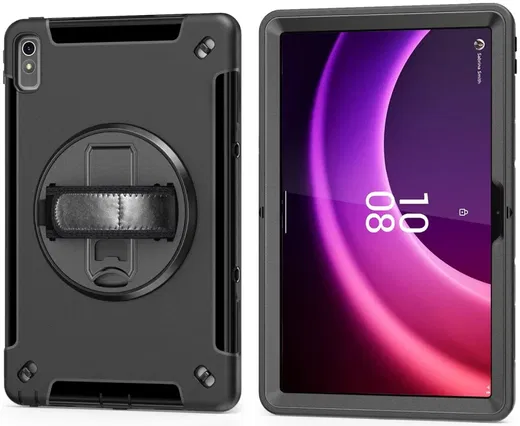 Lenovo Tab P11 Gen 2 Hoes met Kickstand en Handriem Back Cover Zwart afbeelding 3