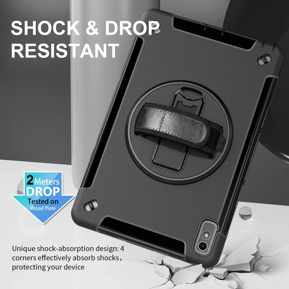 Lenovo Tab P11 Gen 2 Hoes met Kickstand en Handriem Back Cover Zwart afbeelding 4