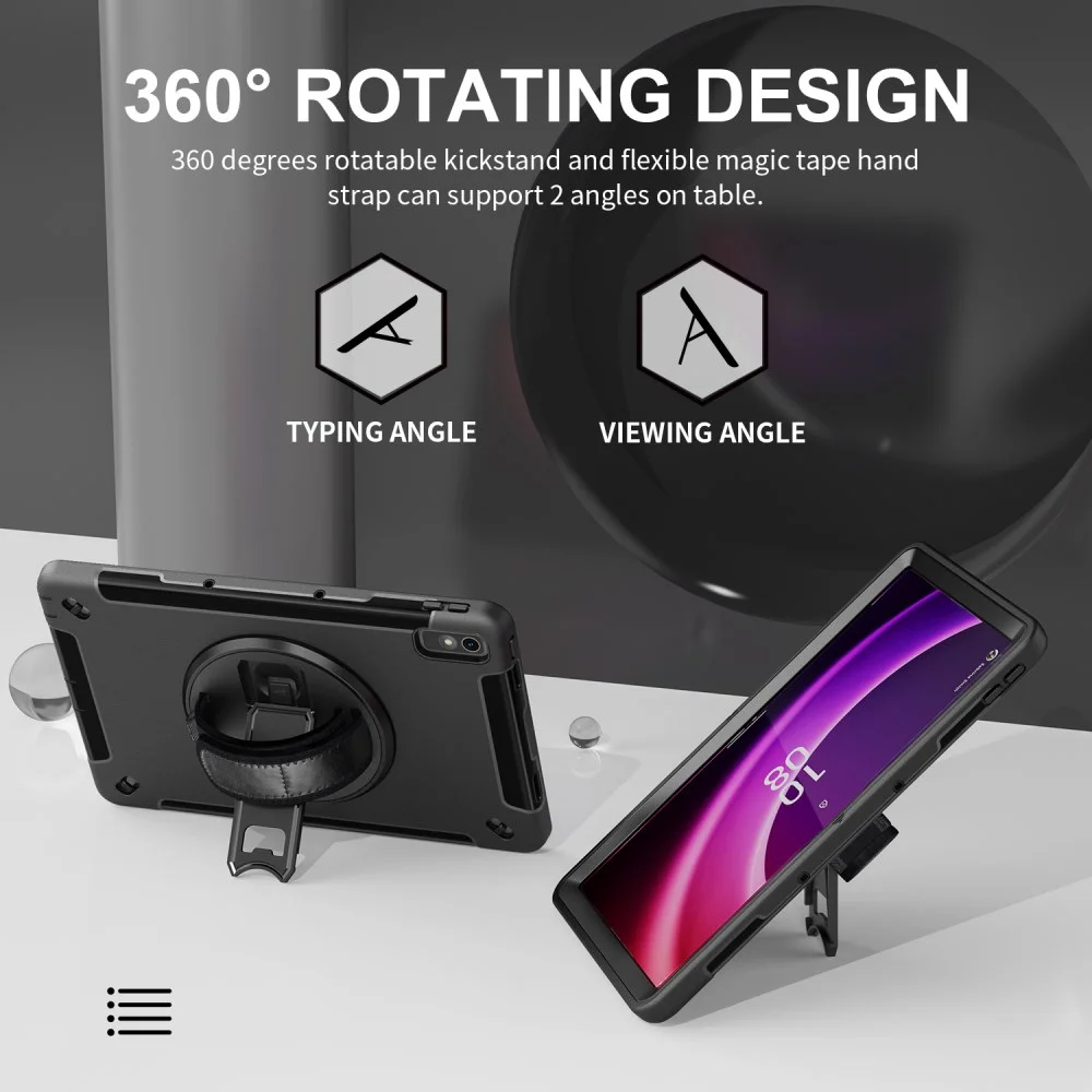 Lenovo Tab P11 Gen 2 Hoes met Kickstand en Handriem Back Cover Zwart afbeelding 6