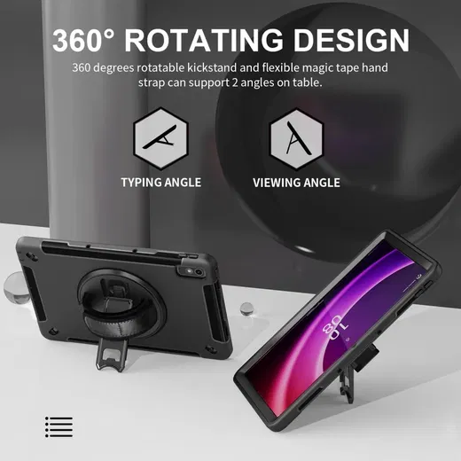 Lenovo Tab P11 Gen 2 Hoes met Kickstand en Handriem Back Cover Zwart afbeelding 6