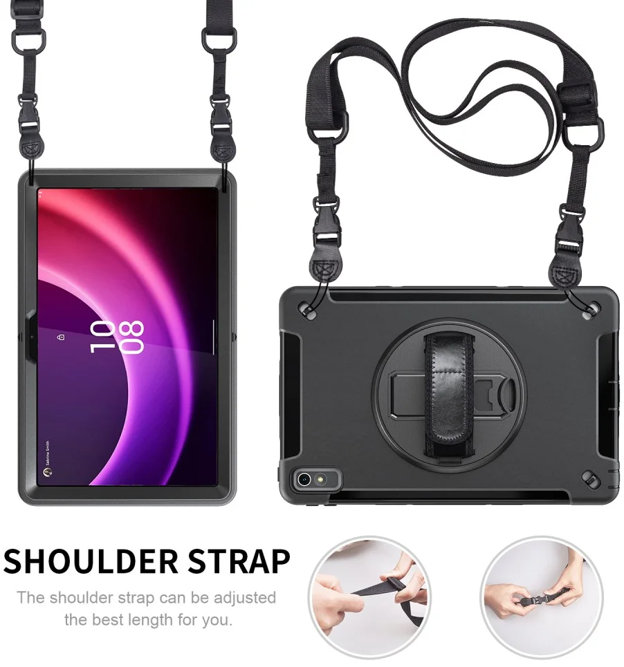 Lenovo Tab P11 Gen 2 Hoes met Kickstand en Handriem Back Cover Zwart afbeelding 7