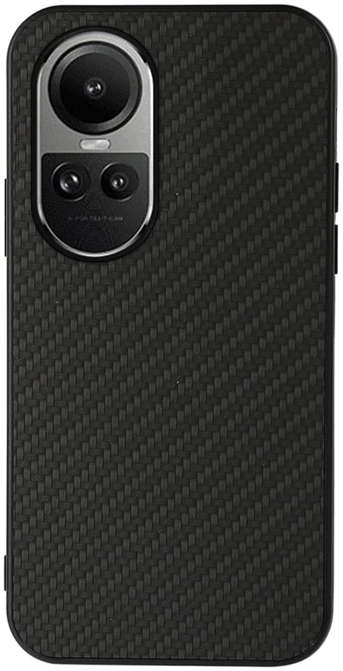 Oppo Reno 10 / 10 Pro Hoesje Carbon Fiber Back Cover Zwart afbeelding 1