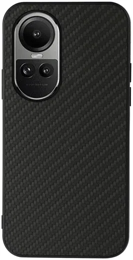 Oppo Reno 10 / 10 Pro Hoesje Carbon Fiber Back Cover Zwart afbeelding 1
