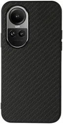 Oppo Reno 10 / 10 Pro Hoesje Carbon Fiber Back Cover Zwart afbeelding
