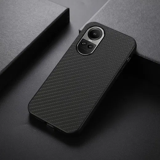 Oppo Reno 10 / 10 Pro Hoesje Carbon Fiber Back Cover Zwart afbeelding 3