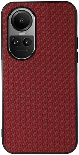 Oppo Reno 10 / 10 Pro Hoesje Carbon Fiber Back Cover Rood afbeelding 1