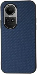 Oppo Reno 10 / 10 Pro Hoesje Carbon Fiber Back Cover Blauw afbeelding