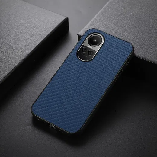 Oppo Reno 10 / 10 Pro Hoesje Carbon Fiber Back Cover Blauw afbeelding 3