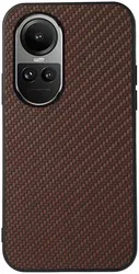Oppo Reno 10 / 10 Pro Hoesje Carbon Fiber Back Cover Bruin afbeelding