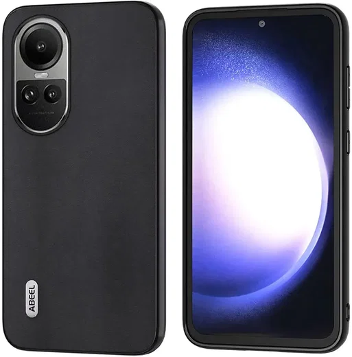 ABEEL Nappa Oppo Reno 10 / 10 Pro Hoesje Leer Back Cover Zwart afbeelding 1