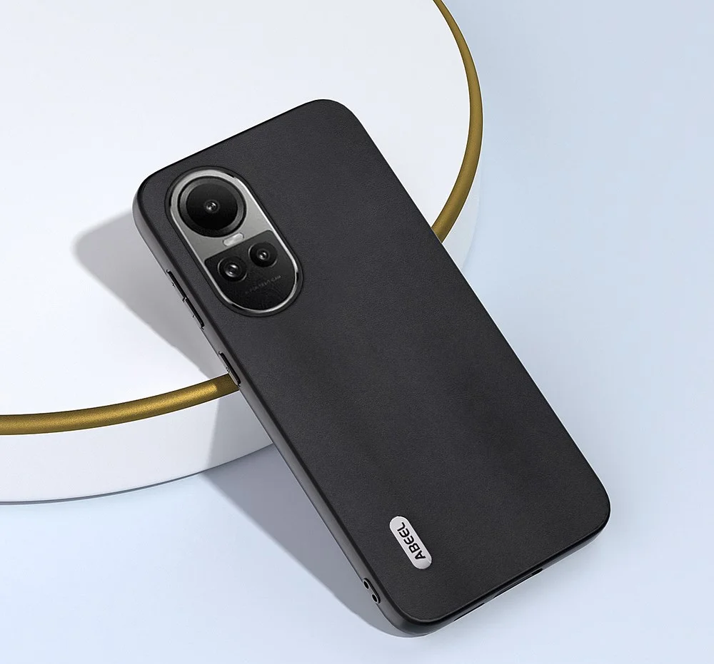 ABEEL Nappa Oppo Reno 10 / 10 Pro Hoesje Leer Back Cover Zwart afbeelding 2