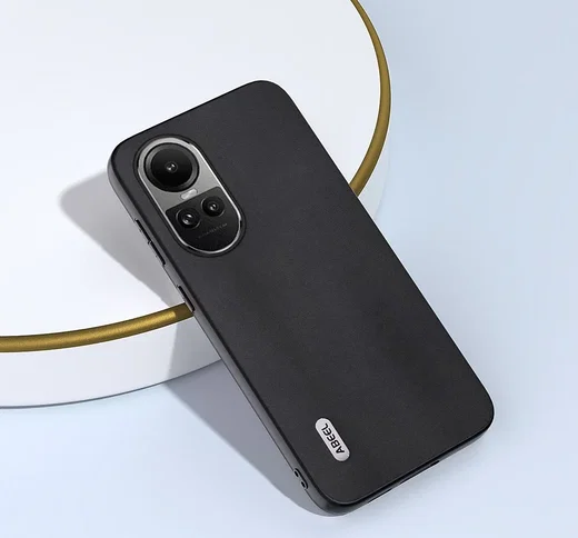 ABEEL Nappa Oppo Reno 10 / 10 Pro Hoesje Leer Back Cover Zwart afbeelding 2