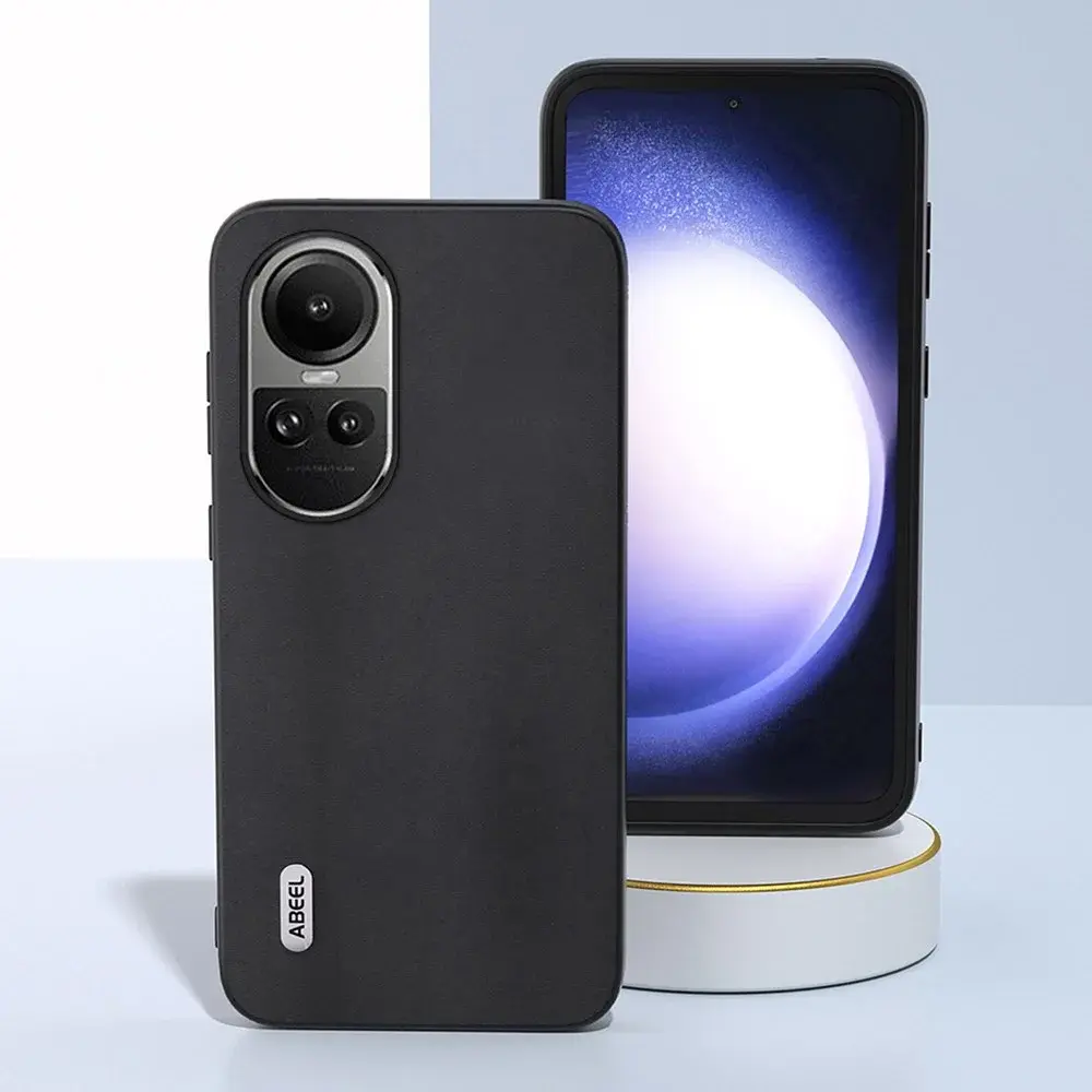 ABEEL Nappa Oppo Reno 10 / 10 Pro Hoesje Leer Back Cover Zwart afbeelding 3