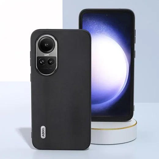 ABEEL Nappa Oppo Reno 10 / 10 Pro Hoesje Leer Back Cover Zwart afbeelding 3