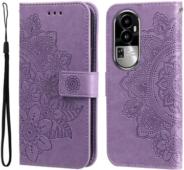 Oppo Reno 10 / 10 Pro Hoesje Bloemen Book Case met Pasjeshouder Paars