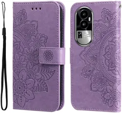 Oppo Reno 10 / 10 Pro Hoesje Bloemen Book Case met Pasjeshouder Paars afbeelding
