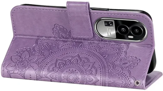 Oppo Reno 10 / 10 Pro Hoesje Bloemen Book Case met Pasjeshouder Paars afbeelding 10