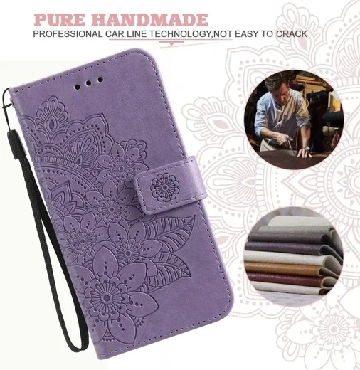 Oppo Reno 10 / 10 Pro Hoesje Bloemen Book Case met Pasjeshouder Paars afbeelding 2