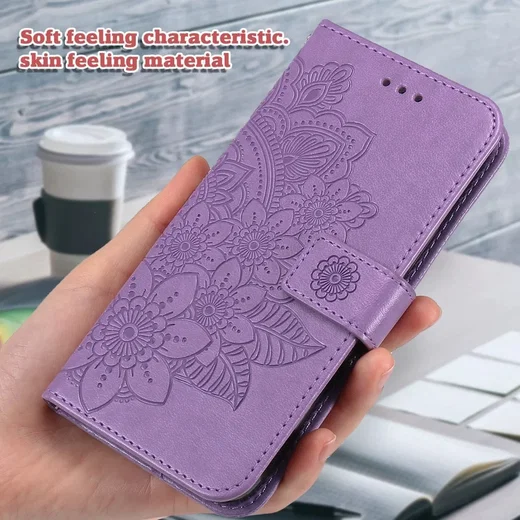 Oppo Reno 10 / 10 Pro Hoesje Bloemen Book Case met Pasjeshouder Paars afbeelding 6