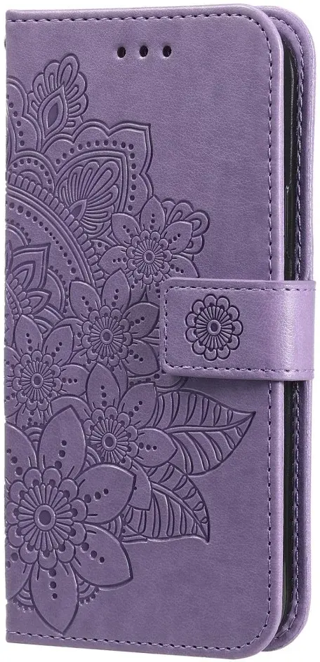 Oppo Reno 10 / 10 Pro Hoesje Bloemen Book Case met Pasjeshouder Paars afbeelding 8