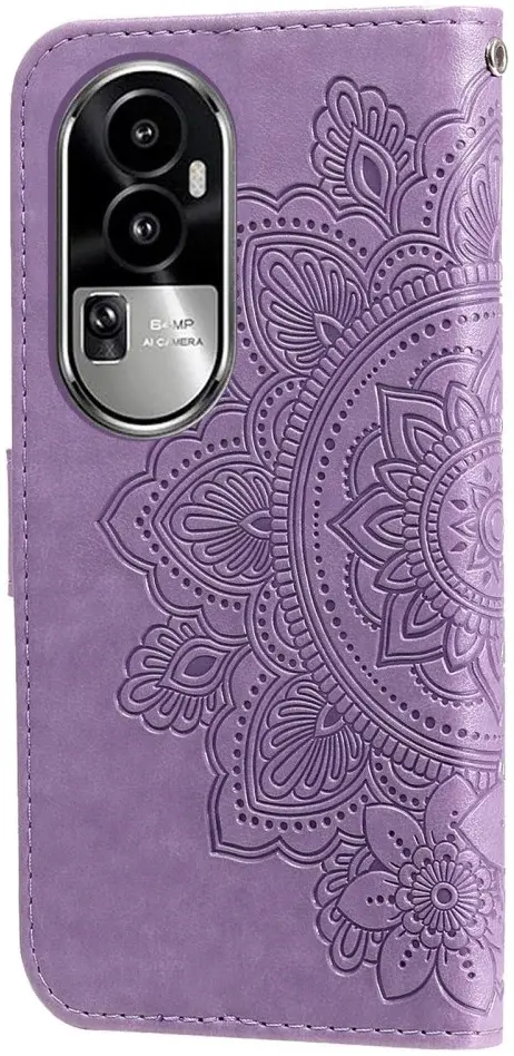 Oppo Reno 10 / 10 Pro Hoesje Bloemen Book Case met Pasjeshouder Paars afbeelding 9
