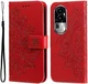 Oppo Reno 10 / 10 Pro Hoesje Bloemen Book Case met Pasjeshouder Rood afbeelding 1
