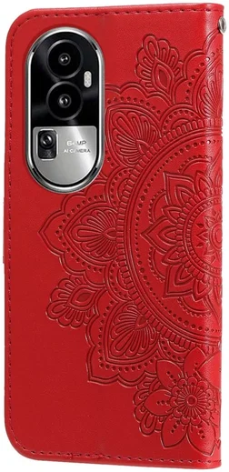 Oppo Reno 10 / 10 Pro Hoesje Bloemen Book Case met Pasjeshouder Rood afbeelding 10