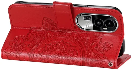 Oppo Reno 10 / 10 Pro Hoesje Bloemen Book Case met Pasjeshouder Rood afbeelding 11