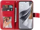 Oppo Reno 10 / 10 Pro Hoesje Bloemen Book Case met Pasjeshouder Rood afbeelding 7