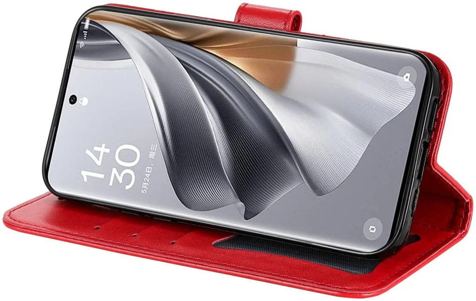 Oppo Reno 10 / 10 Pro Hoesje Bloemen Book Case met Pasjeshouder Rood afbeelding 8