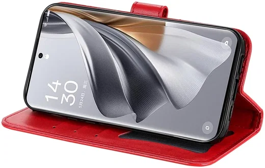 Oppo Reno 10 / 10 Pro Hoesje Bloemen Book Case met Pasjeshouder Rood afbeelding 8