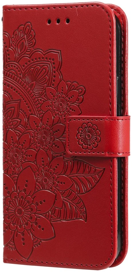 Oppo Reno 10 / 10 Pro Hoesje Bloemen Book Case met Pasjeshouder Rood afbeelding 9