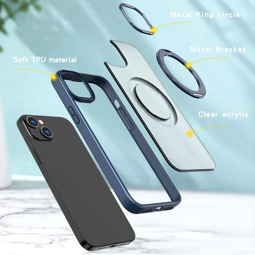 Apple iPhone 15 Plus Hoesje MagSafe Back Cover met Standaard Blauw afbeelding 5