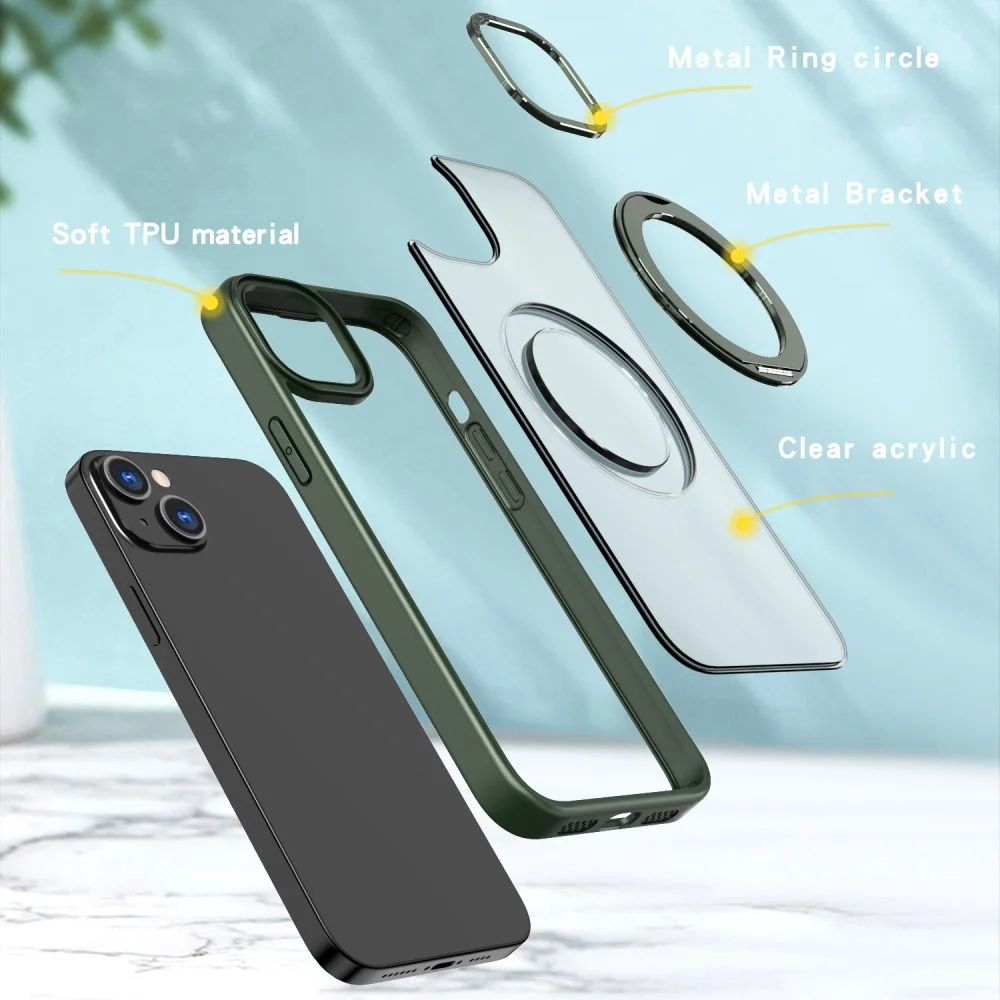 Apple iPhone 15 Hoesje met MagSafe Back Cover met Standaard Groen afbeelding 5