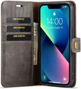 DG Ming Apple iPhone 15 Hoesje 2-in-1 Book Case en Back Cover Grijs