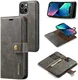 DG Ming Apple iPhone 15 Hoesje 2-in-1 Book Case en Back Cover Grijs afbeelding 2