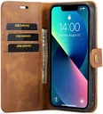 DG Ming Apple iPhone 15 Hoesje 2-in-1 Book Case en Back Cover Bruin