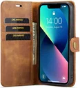 DG Ming Apple iPhone 15 Plus Hoesje Retro Wallet Book Case Bruin