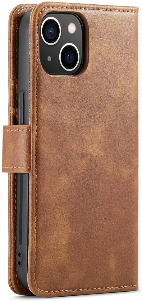 DG Ming Apple iPhone 15 Plus Hoesje Retro Wallet Book Case Bruin afbeelding 10