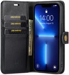 DG Ming Apple iPhone 15 Pro Hoesje Retro Wallet Book Case Zwart afbeelding