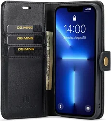 DG Ming Apple iPhone 15 Pro Max Hoesje Retro Wallet Book Case Zwart afbeelding