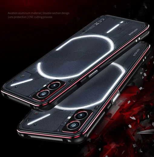 Nothing Phone (2) Bumper Case Cover met Camera Protector Zwart Zilver afbeelding 3