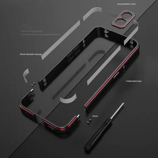 Nothing Phone (2) Bumper Case Cover met Camera Protector Zwart Zilver afbeelding 4