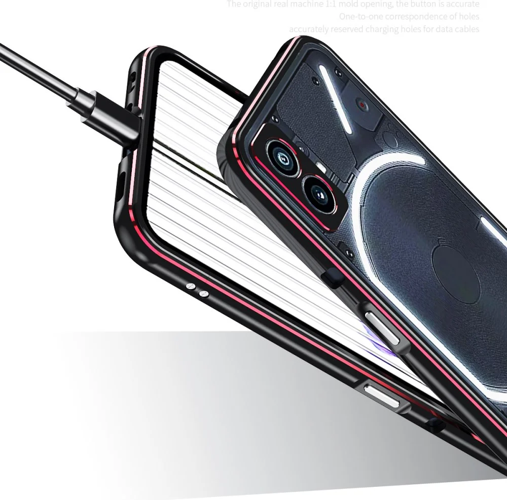 Nothing Phone (2) Bumper Case Cover met Camera Protector Zwart Zilver afbeelding 6