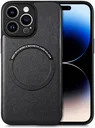 Apple iPhone 15 Pro Max Hoesje MagSafe Kunstleer Back Cover Zwart