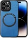 Apple iPhone 15 Pro Max Hoesje MagSafe Kunstleer Back Cover Blauw afbeelding 1