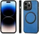 Apple iPhone 15 Pro Max Hoesje MagSafe Kunstleer Back Cover Blauw afbeelding 8